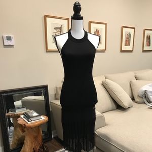 Roberto Cavalli Black Leopard Tie/Shimmer Hem